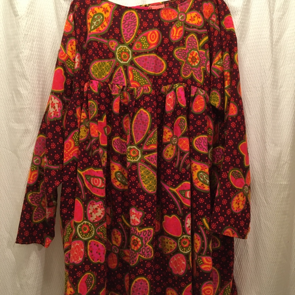 Vtg Suzy Wong Psychedelic Baby Doll Dress